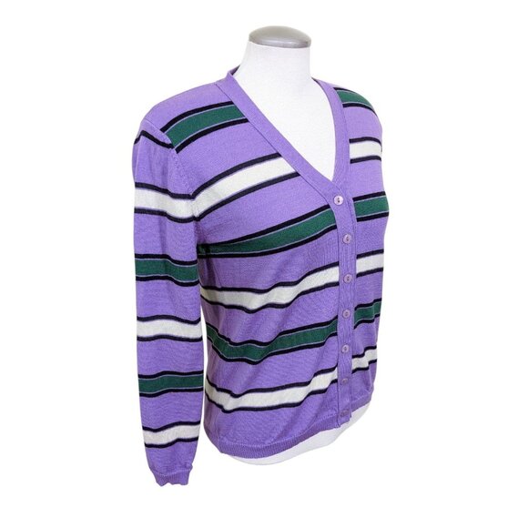 Casablanca Women Merino Wool Cardigan Button Front Euro 38 US 6 Striped Italy - Picture 2 of 6